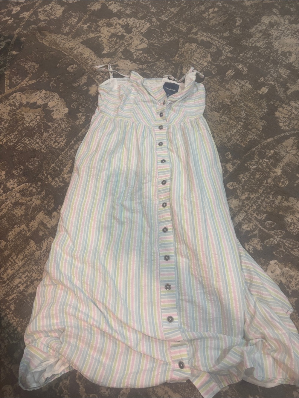 ModCloth White Pastel Rainbow Stripe Button-Front Dress